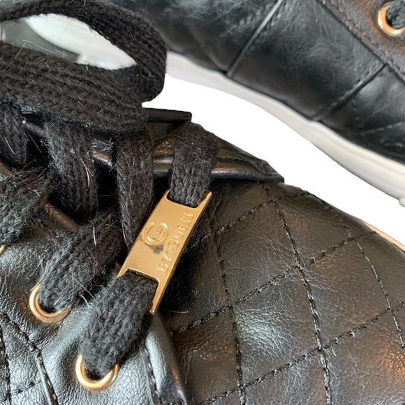 G by Guess Black Quilted Lace Up Sneakers with Gold Accents Size 8 - Picture 6 of 9